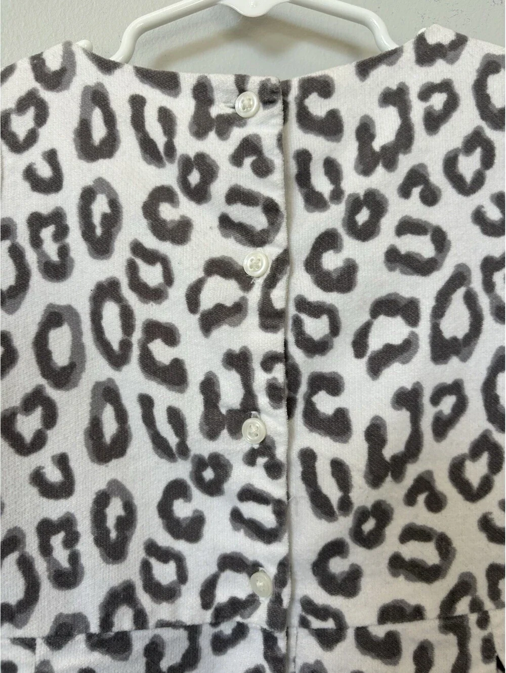 Janie & Jack Girls Fit & Flare Animal Print Dress Size 4 White/Gray Button Back